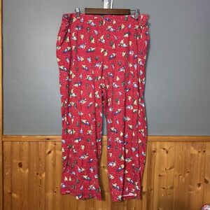 AVON 1X Womens Car Pine Tree Snow Christmas PJ Sleep Lounge Pants Red Multicolor